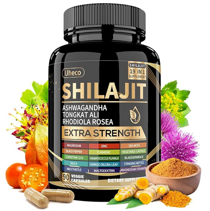 Shilajit + Sea Moss + Ashwagandha + Tongkat Ali  Pure Himalayan Fulvic Acid Capsules | 90 Count
