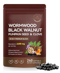Wormwood Black Walnut Clove Cleanse for Humans, 18-in-1 Herbal Blend, 6600mg Serving, Rapid Gut Cleanse & Digestive Health, with Pumpkin Seed, Turmeric, Garlic, Oregano & Berberine, 240 Soft gels