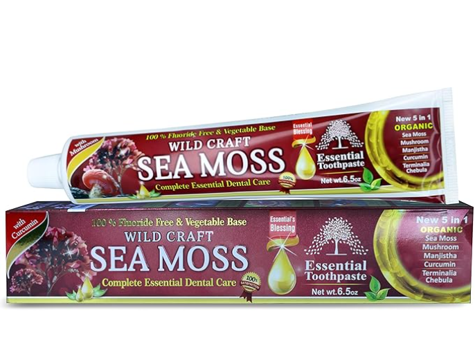 Sea Moss Essential Toothpaste - 6.5 oz Pack of 1 | A Unique Blend of Sea Moss, Mushroom, Manjistha, Curcumin, Terminalia Chebula
