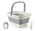 Collapsible Foot Bath Basin for Soaking Feet, Foot Soak Tub, Plastic Foot Bucket with Handles and Massage Acupoint, Foldable Laundry Basket-Grey