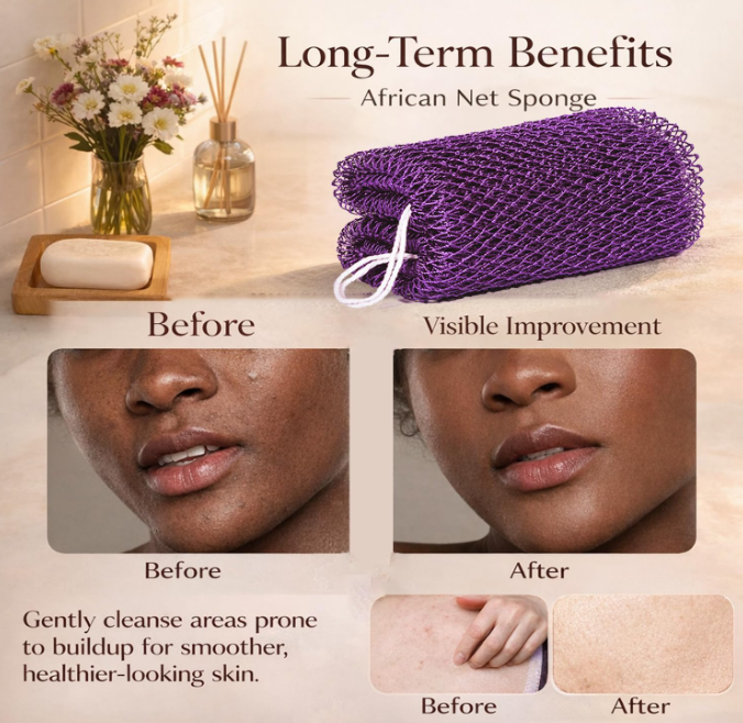 Authentic African Net Sponge , 3 Pieces African Exfoliating Net Sponge Body Back Scrubber Exfoliating Washcloth for Shower Bath for All Types Skin