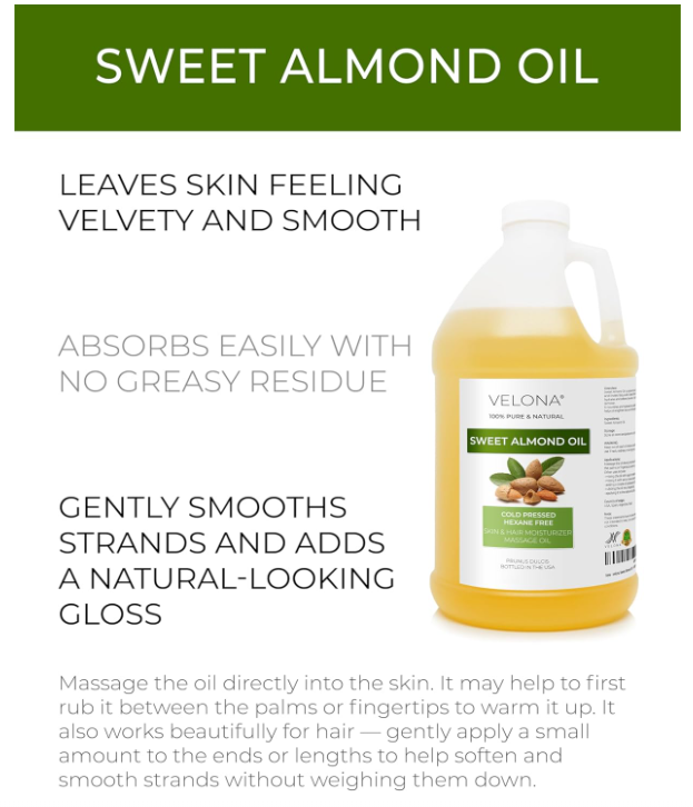 Sweet Almond Oil – 64 Fl Oz | 100% Pure & Natural | Cold Pressed Carrier Oil for Skin, Hair, Face & Body