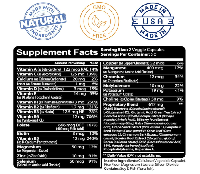 Neuro Brain for Memory & Focus - Brain Support Supplement - Focus & Concentration & Learning Accuracy - Cognitive Function - 60 Count