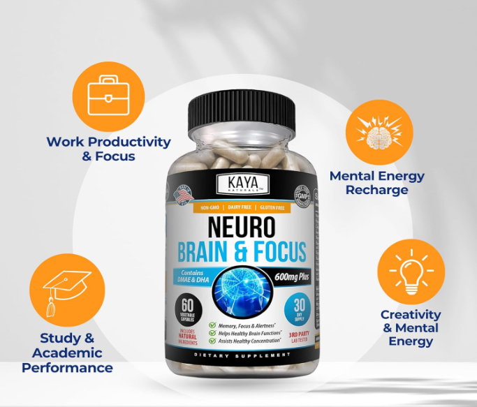 Neuro Brain for Memory & Focus - Brain Support Supplement - Focus & Concentration & Learning Accuracy - Cognitive Function - 60 Count